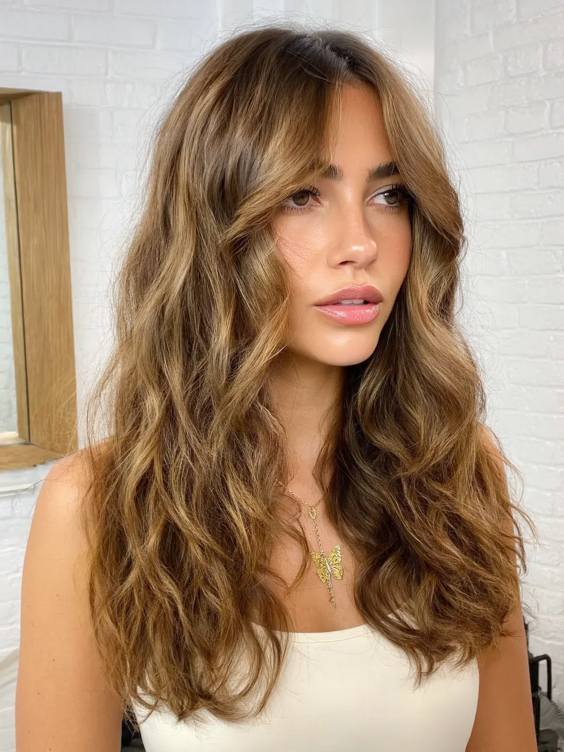 warm caramel brown long layers